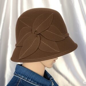 Nine West Brown 100% Wool Cloche Hat